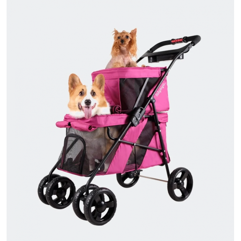Innopet kutyakocsi Double Decker - rózsaszín,kétszintes