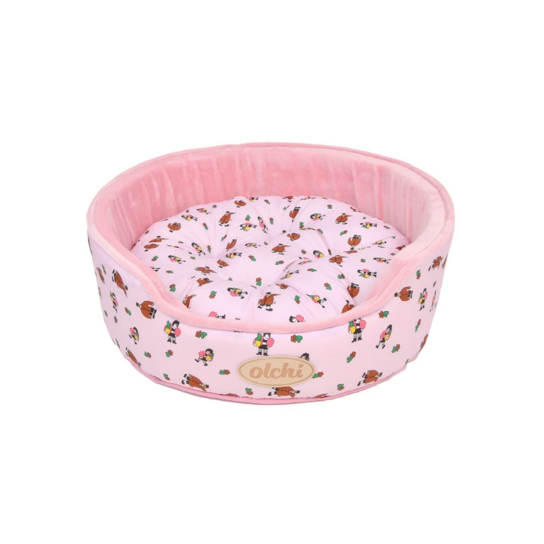 Olchi kutyaágy - Leone round bed - rózsaszín,bézs